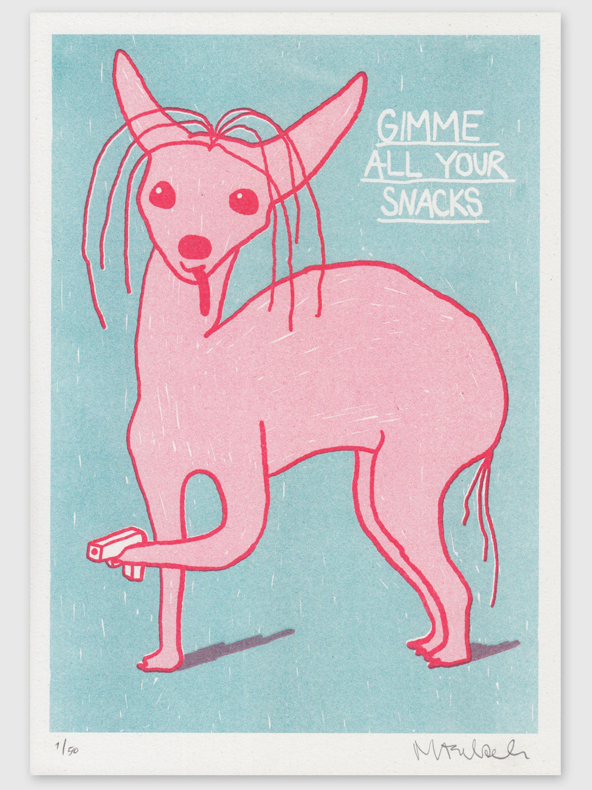 Gimme all your snacks (Riso Print, A4) – Stef Mosebach
